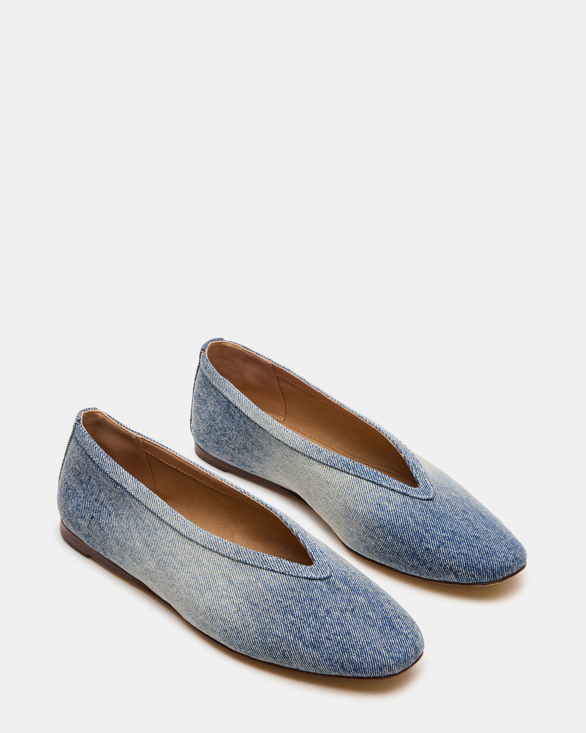 LENI Denim Fabric Square-Toe Ballet Women's Flat | Steve Madden US