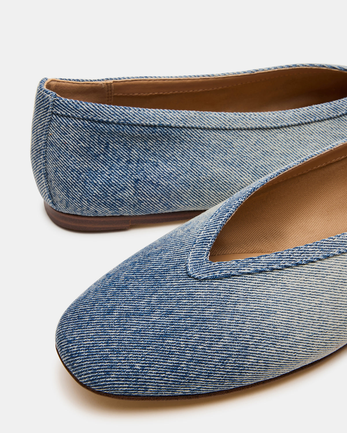 LENI Denim Fabric Square-Toe Ballet Women's Flat | Steve Madden US
