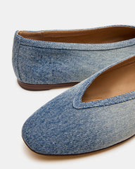 LENI Denim Fabric Square-Toe Ballet Women's Flat | Steve Madden US