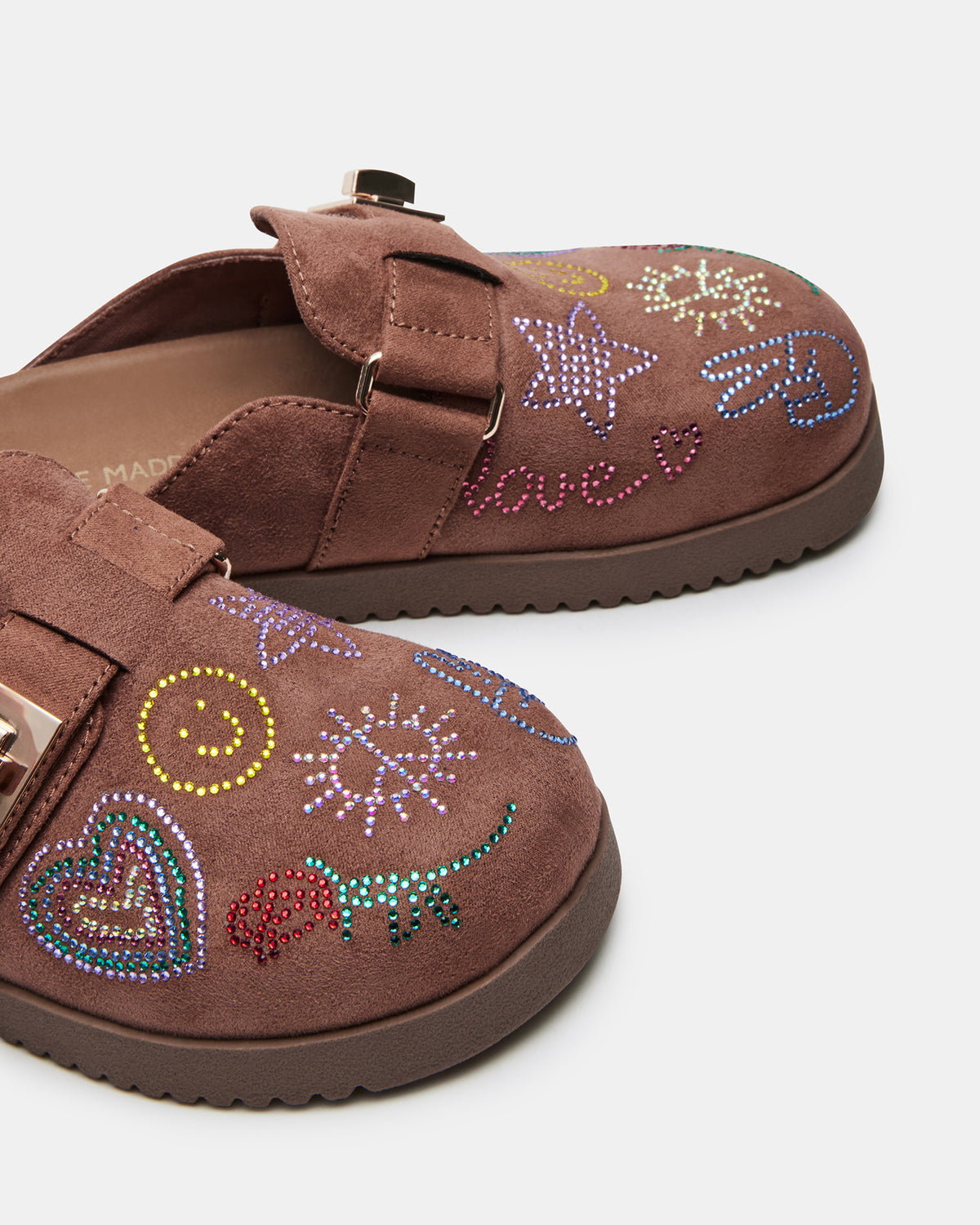 Kids' MONEYY Brown Rhinestones Girls' Slip-On Clog | Steve Madden outlet