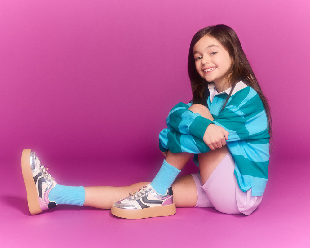 Kids' JERSEY CHARMS Silver Girls' Low-Top Platform Sneaker | Steve Madden online