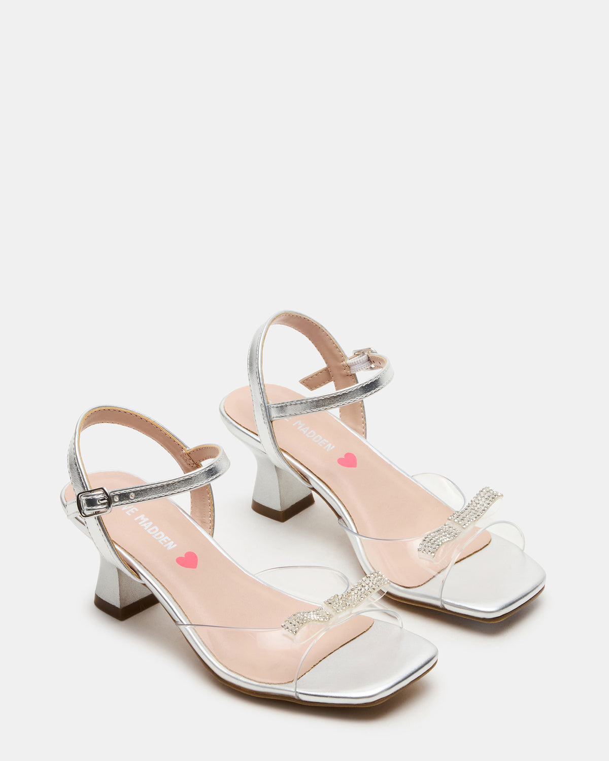 Kids' MERRY Silver Girls' Square-Toe Rhinestone Heel | Steve Madden discount