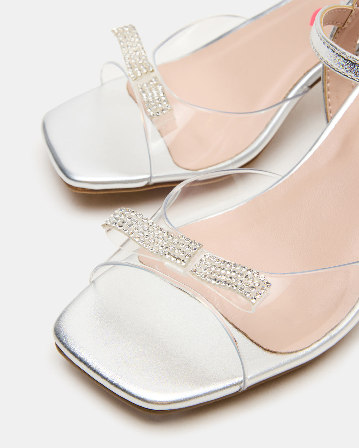 Kids' MERRY Silver Girls' Square-Toe Rhinestone Heel | Steve Madden discount