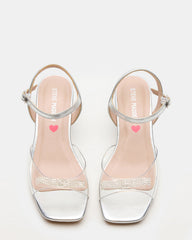 Kids' MERRY Silver Girls' Square-Toe Rhinestone Heel | Steve Madden discount