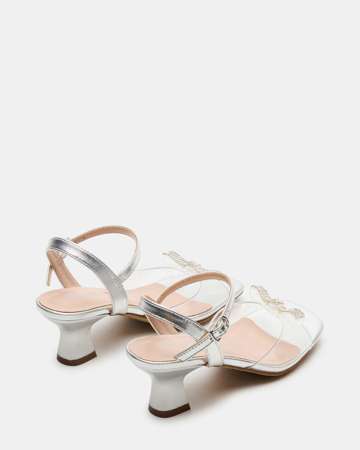 Kids' MERRY Silver Girls' Square-Toe Rhinestone Heel | Steve Madden discount