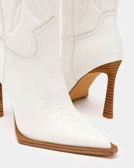 KINZEE White Leather Pointed-Toe Knee-High Western Stiletto Women's Boot | Steve Madden online