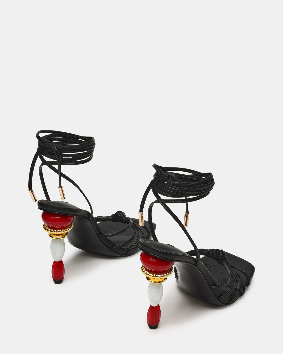 SOLENA Black Strappy Leg-Tie Square-Toe Women's Sculptured Heel | Steve Madden outlet