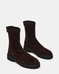 MYER Brown Suede Round-Toe Zipper Closure Women's Ankle Boot | Steve Madden online