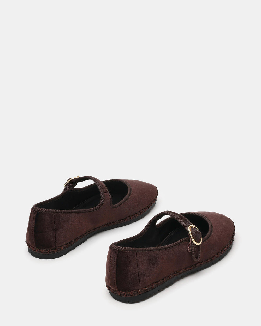 VELMA Brown Velvet Mary Jane Gold-Detail Buckle Women's Flat | Steve Madden Sale