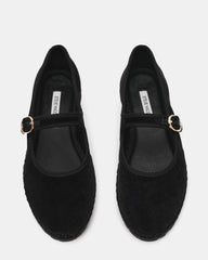 VELMA Black Velvet Mary Jane Gold-Detail Buckle Women's Flat | Steve Madden for Sale