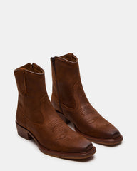 SANDERSON Dark Tan Square-Toe Western Men's Ankle Boot | Steve Madden online