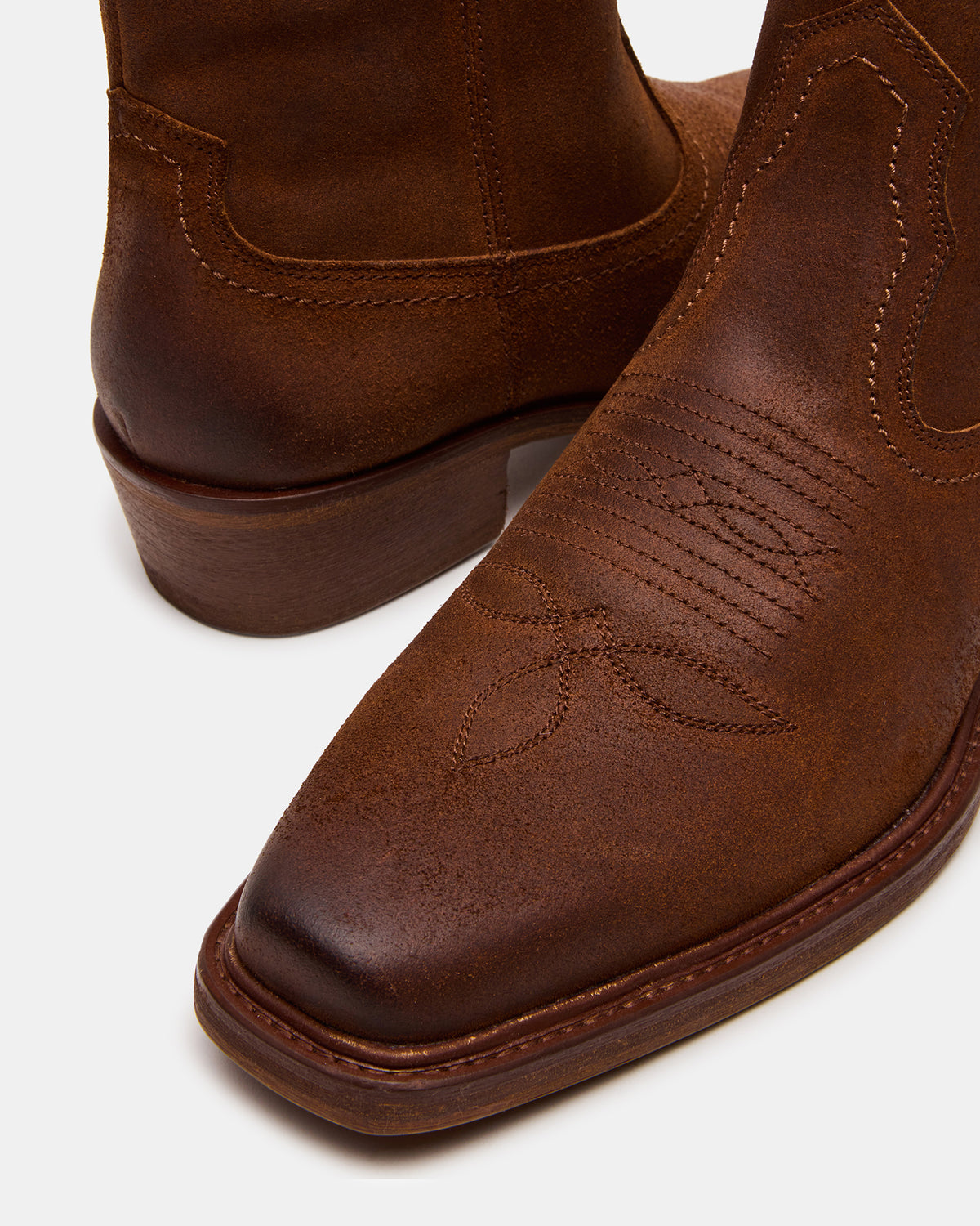 SANDERSON Dark Tan Square-Toe Western Men's Ankle Boot | Steve Madden online