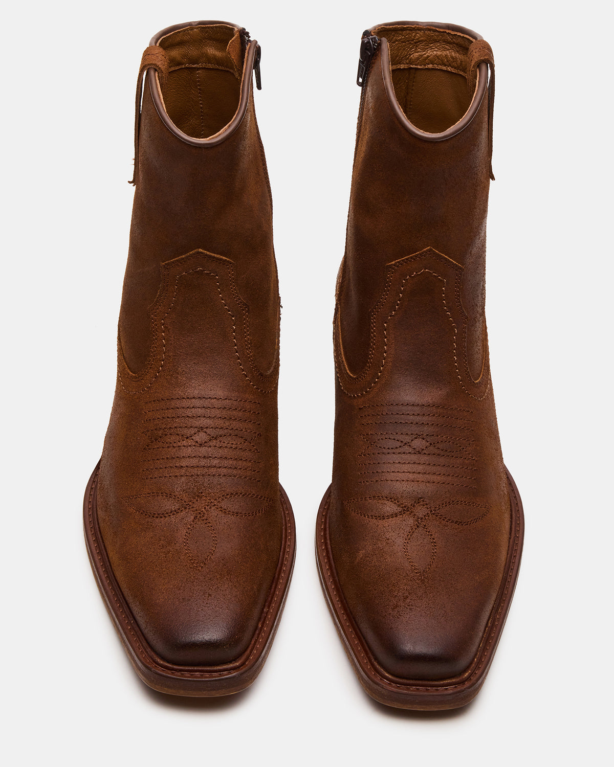 SANDERSON Dark Tan Square-Toe Western Men's Ankle Boot | Steve Madden online