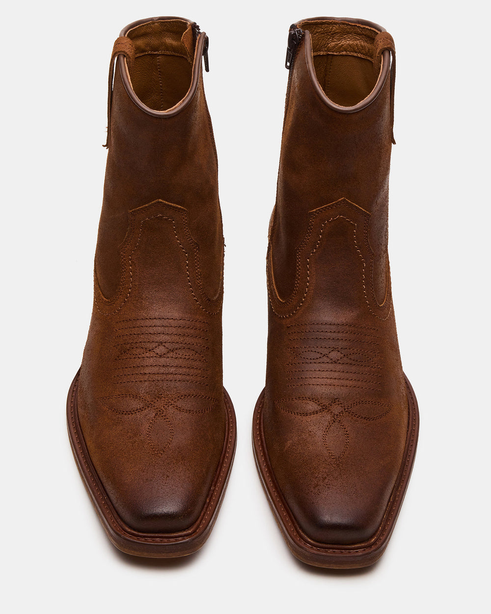 SANDERSON Dark Tan Square-Toe Western Men's Ankle Boot | Steve Madden online