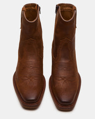 SANDERSON Dark Tan Square-Toe Western Men's Ankle Boot | Steve Madden online