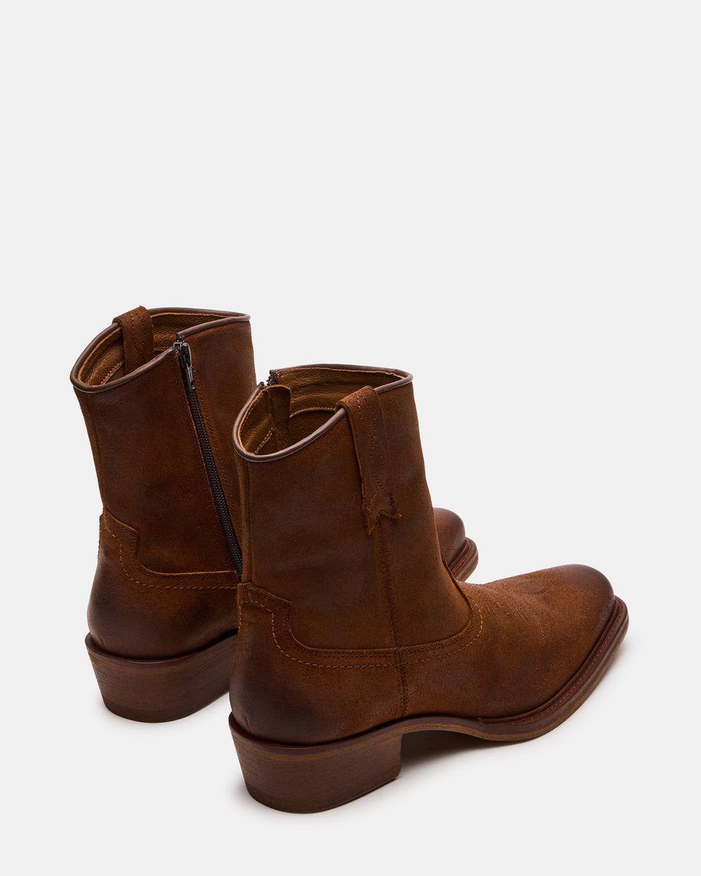 SANDERSON Dark Tan Square-Toe Western Men's Ankle Boot | Steve Madden online