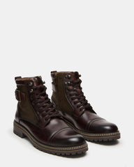 REID Dark Brown Lace-Up Lug Men's Ankle Boot | Steve Madden discount