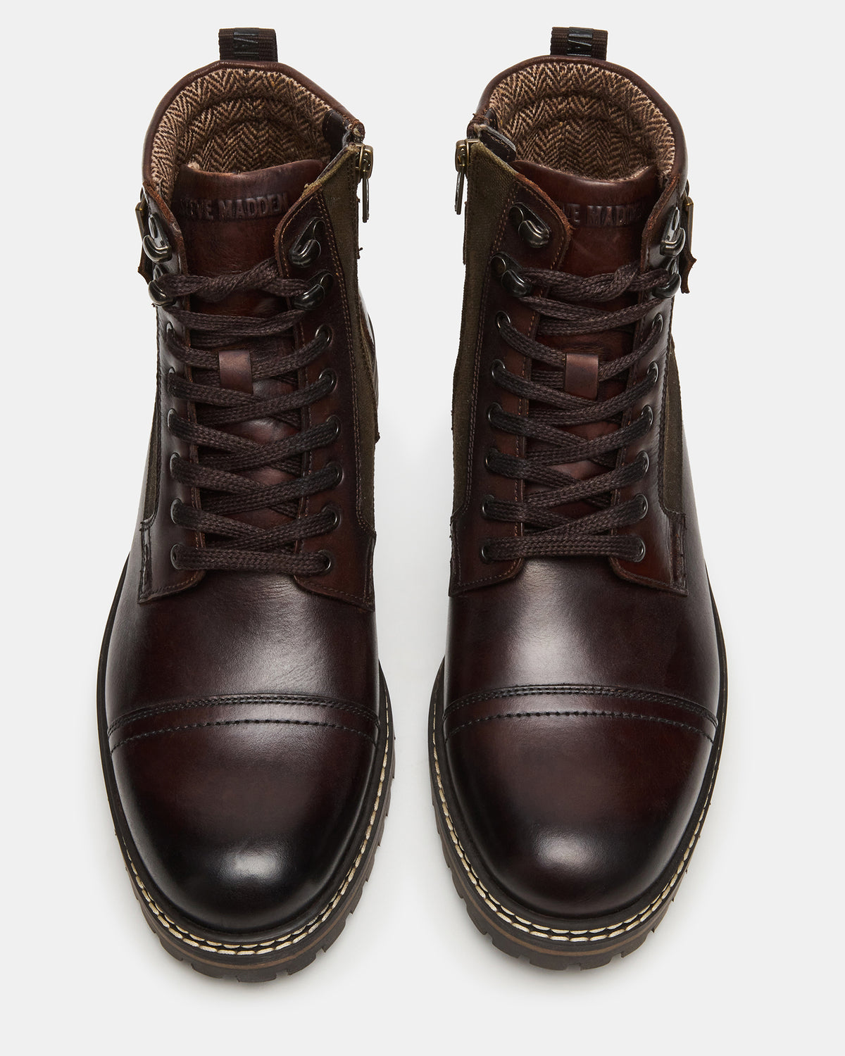 REID Dark Brown Lace-Up Lug Men's Ankle Boot | Steve Madden discount