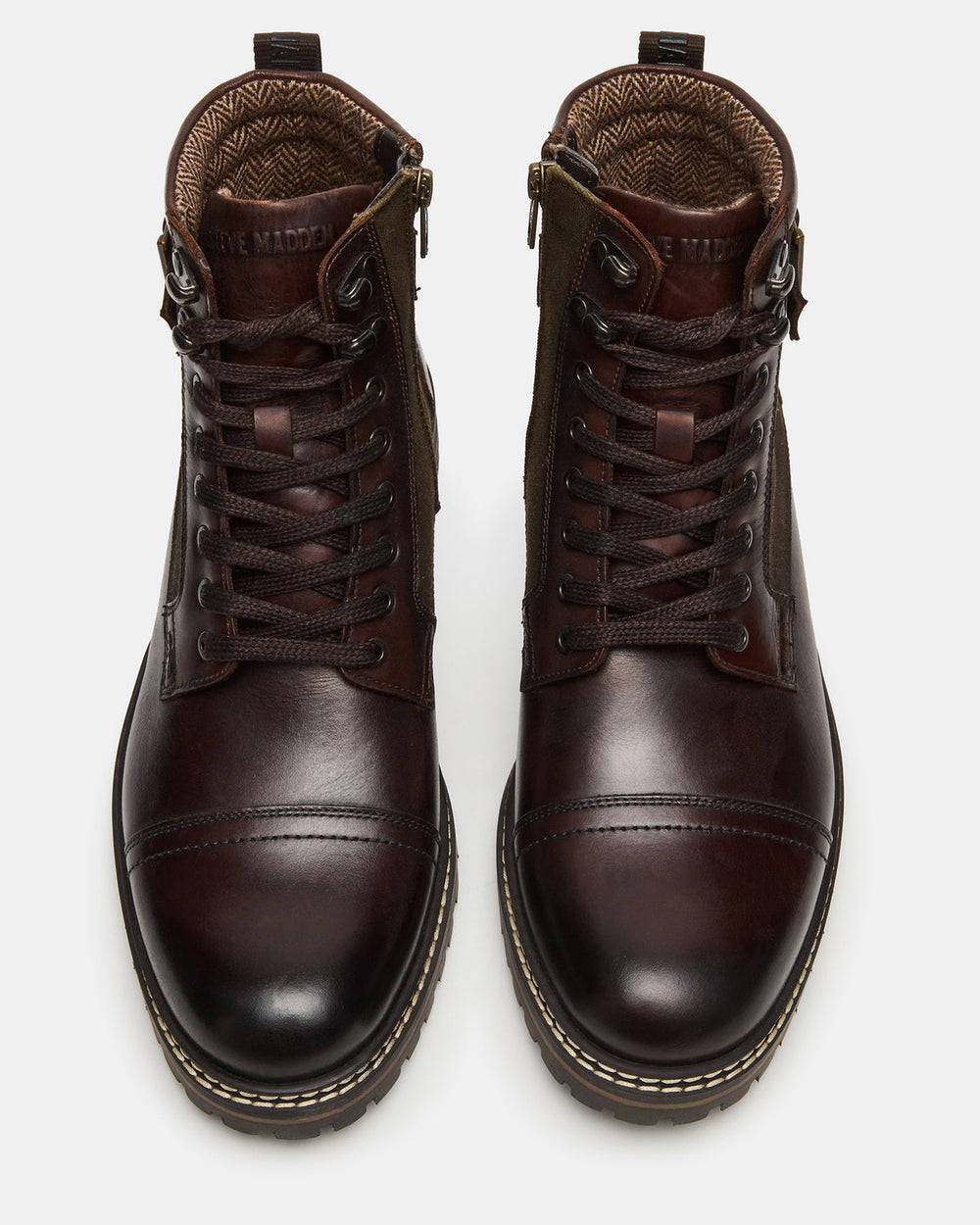 REID Dark Brown Lace-Up Lug Men's Ankle Boot | Steve Madden discount
