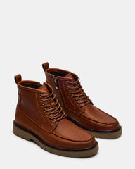 DAEL Brown Leather Lace-Up Men's Ankle Boot | Steve Madden Sale