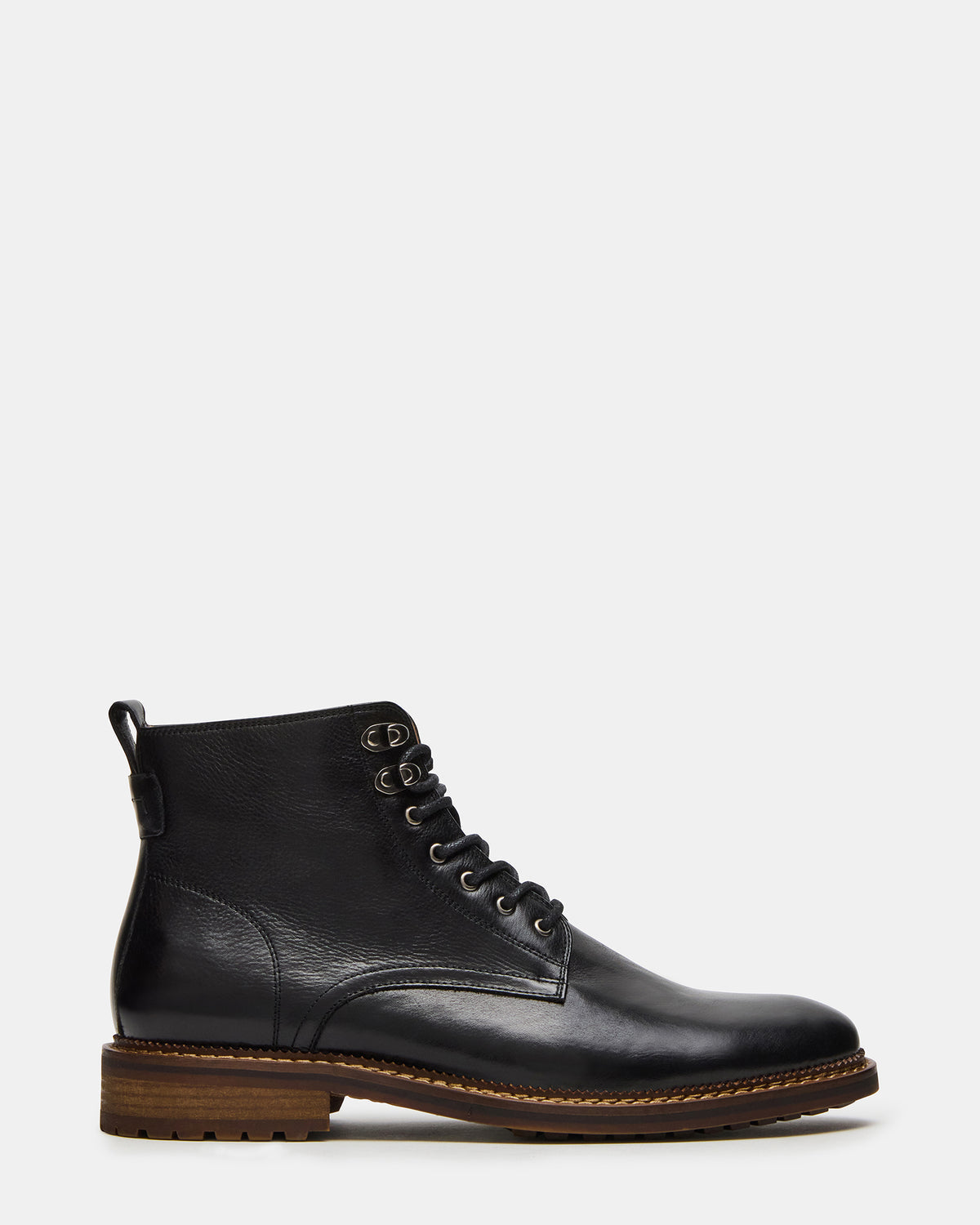 NOBY Black Leather Men's Lace-Up Ankle Boot | Steve Madden outlet