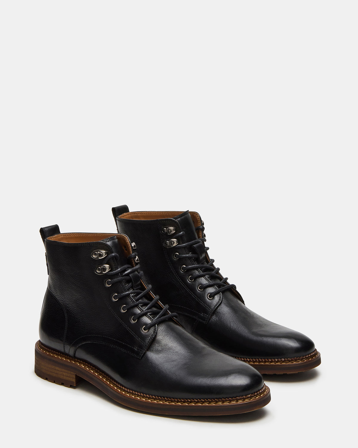 NOBY Black Leather Men's Lace-Up Ankle Boot | Steve Madden outlet