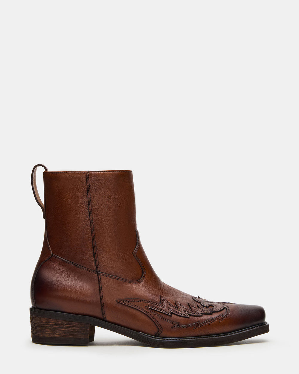 SANTANA Brown Leather Western Men's Ankle Boot | Steve Madden for Sale