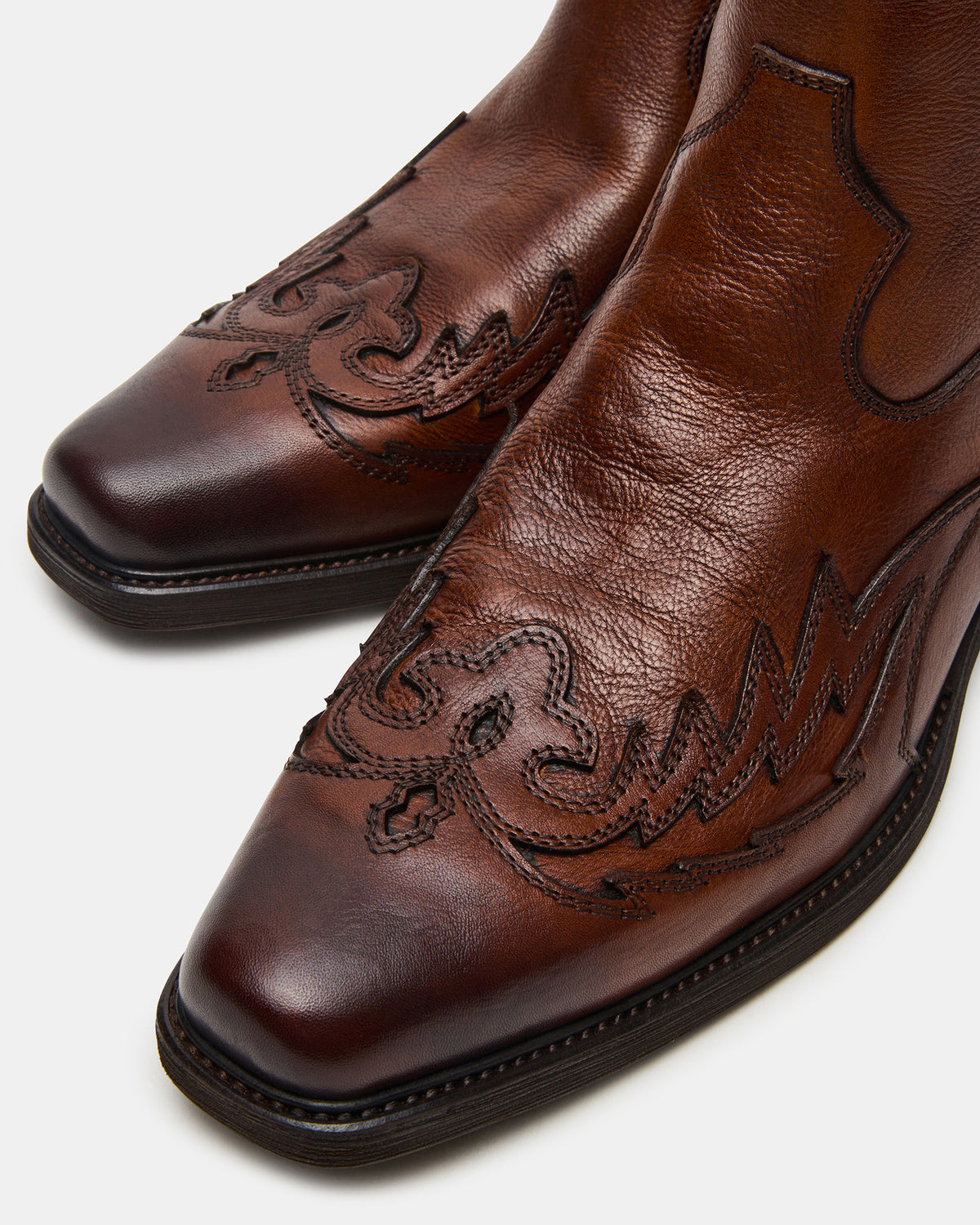 SANTANA Brown Leather Western Men's Ankle Boot | Steve Madden for Sale