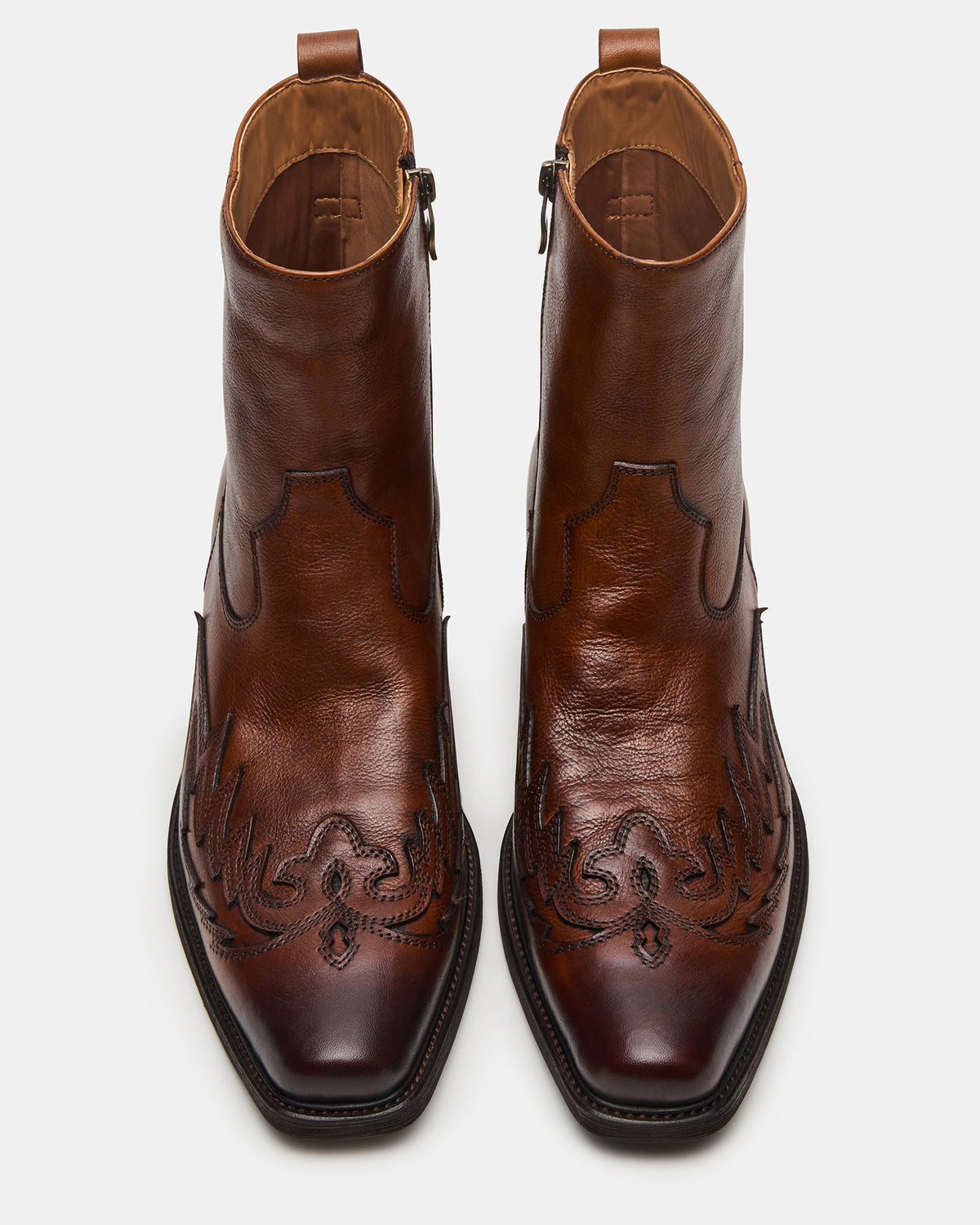 SANTANA Brown Leather Western Men's Ankle Boot | Steve Madden for Sale