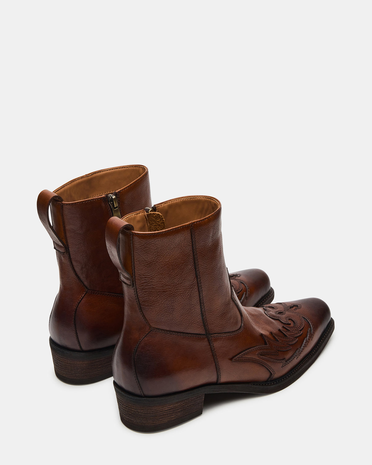 SANTANA Brown Leather Western Men's Ankle Boot | Steve Madden for Sale