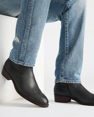 HENDRIK Black Leather Men's Ankle Boot | Steve Madden online