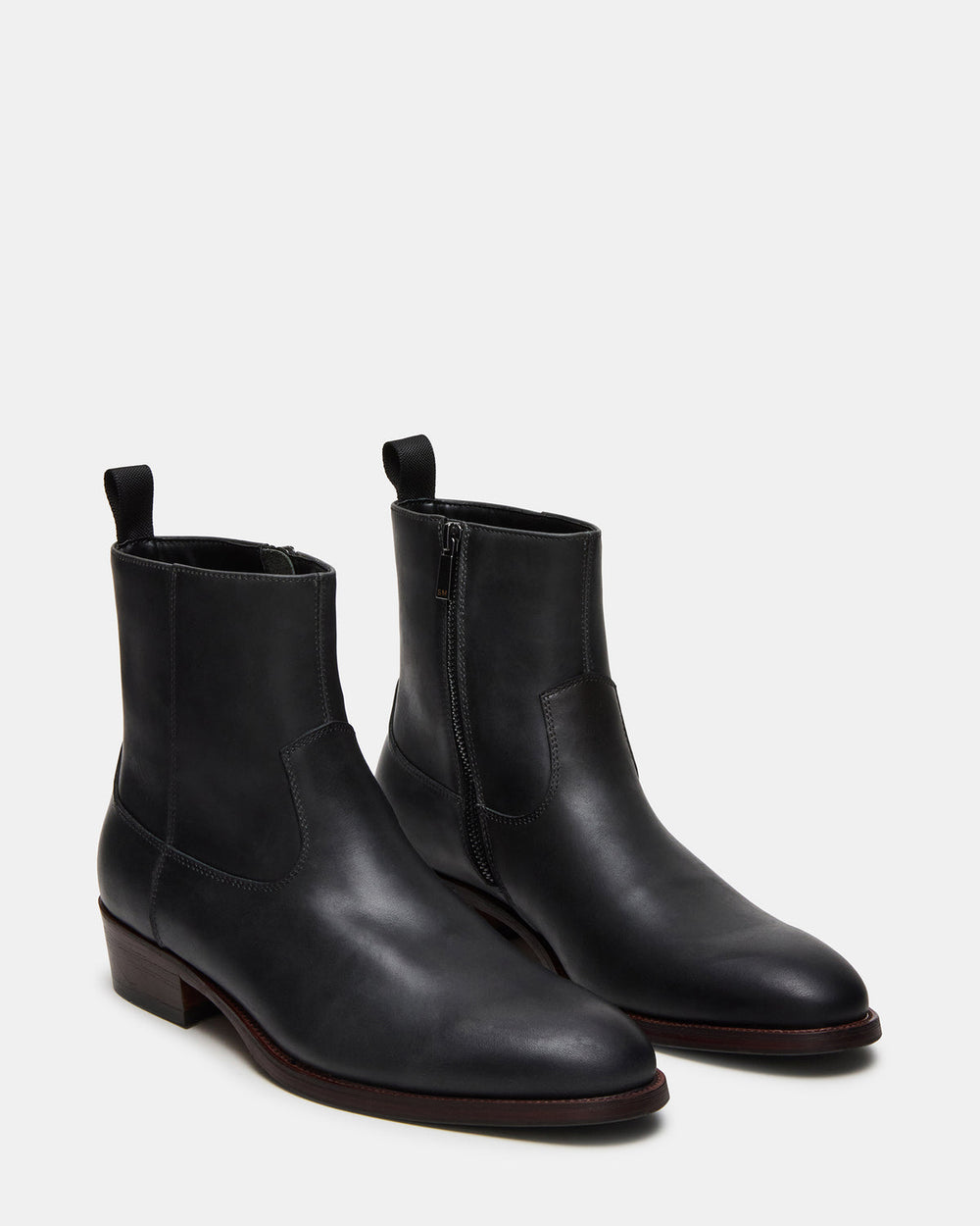 HENDRIK Black Leather Men's Ankle Boot | Steve Madden online