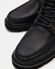 DAEL Black Leather Lace-Up Men's Ankle Boot | Steve Madden outlet
