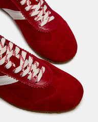 JUNA Red Low-Top Lace-Up Stripe Men's Sneaker | Steve Madden Sale