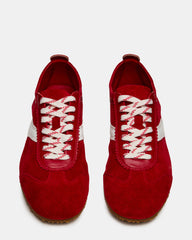 JUNA Red Low-Top Lace-Up Stripe Men's Sneaker | Steve Madden Sale