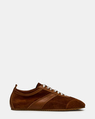 JUNA Cognac Suede Low-Top Lace-Up Stripe Men's Sneaker | Steve Madden near me