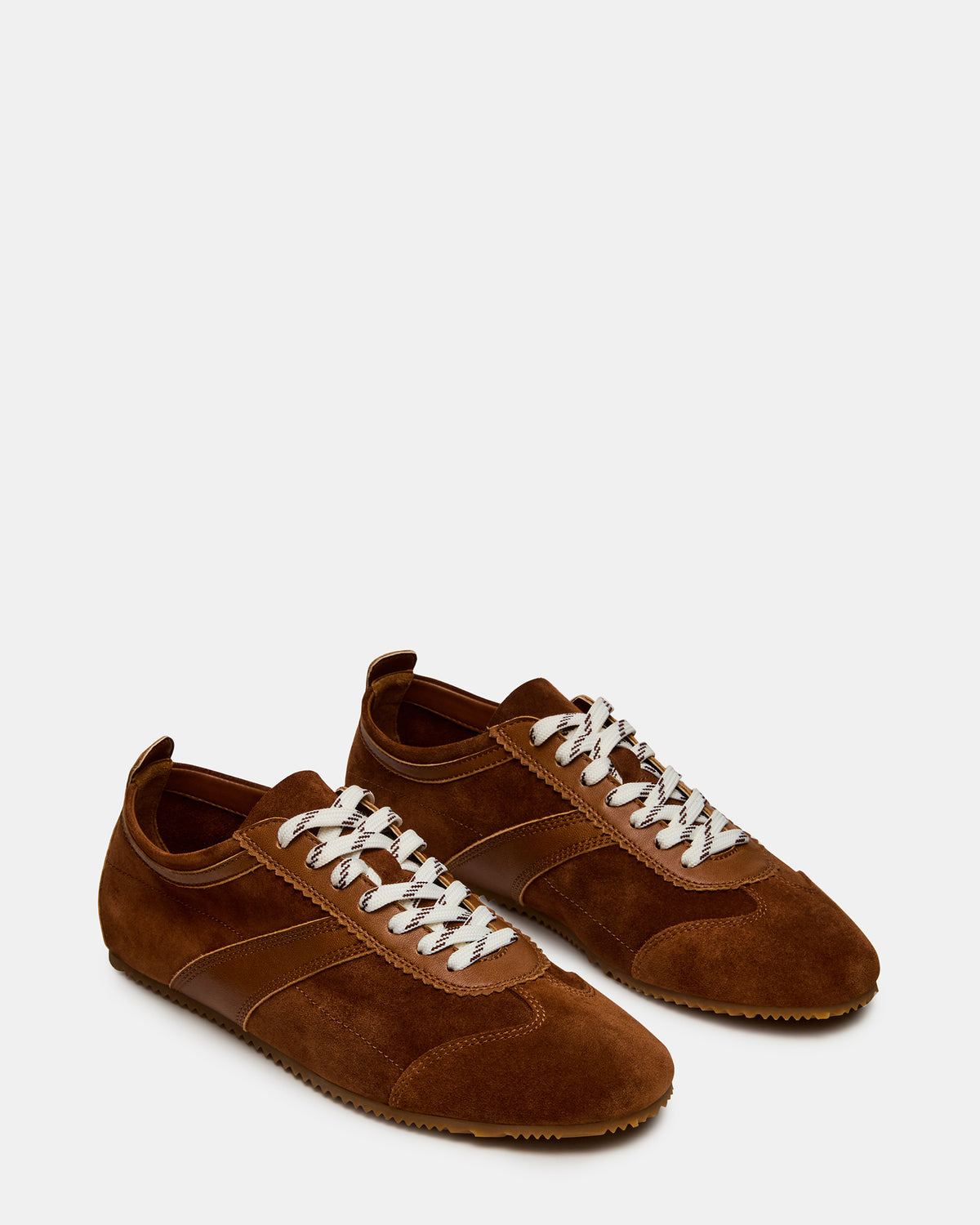 JUNA Cognac Suede Low-Top Lace-Up Stripe Men's Sneaker | Steve Madden near me