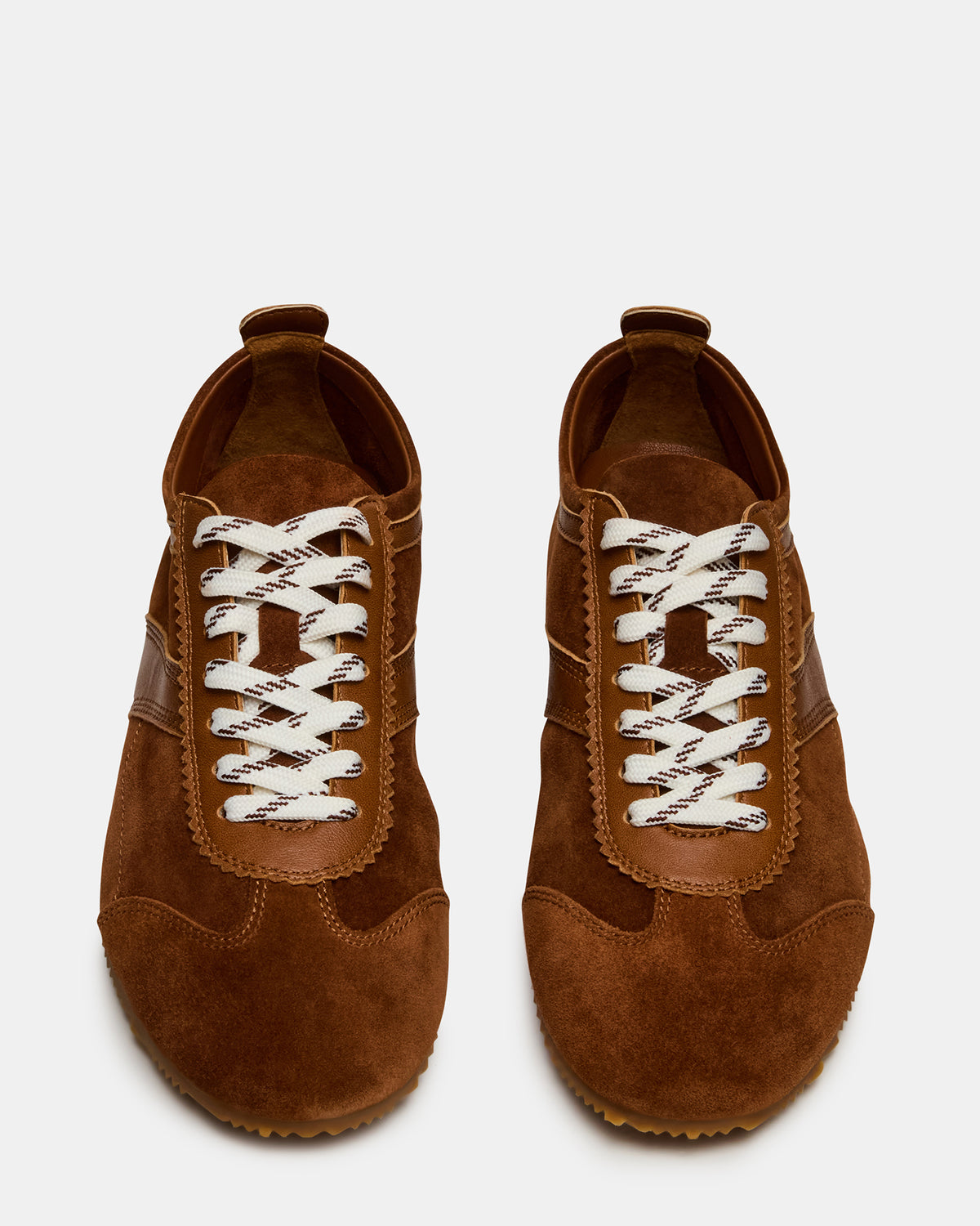 JUNA Cognac Suede Low-Top Lace-Up Stripe Men's Sneaker | Steve Madden near me