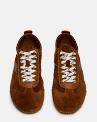 JUNA Cognac Suede Low-Top Lace-Up Stripe Men's Sneaker | Steve Madden near me