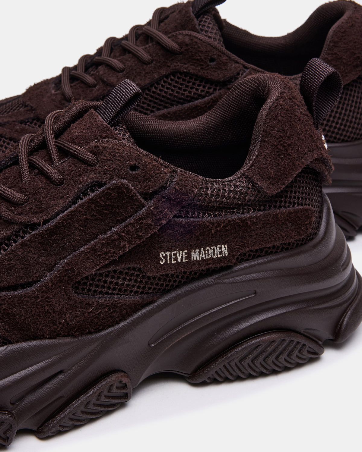 POSSESS Brown Suede Low-Top Lace-Up Men's Sneaker | Steve Madden online
