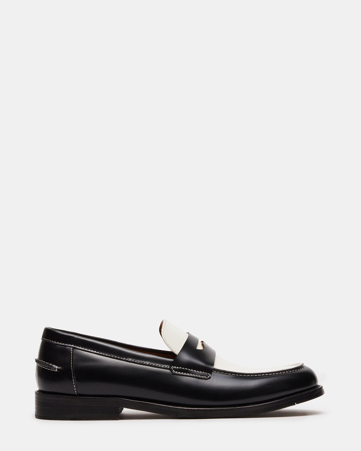NATAN Black/ White Leather Men's Slip-On Dress Loafer | Steve Madden on Sale