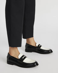 NATAN Black/ White Leather Men's Slip-On Dress Loafer | Steve Madden on Sale