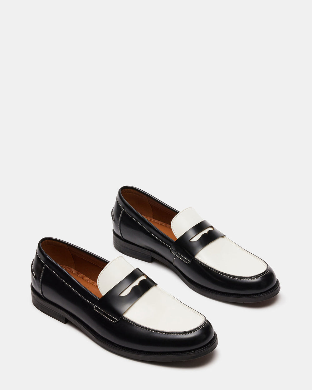 NATAN Black/ White Leather Men's Slip-On Dress Loafer | Steve Madden on Sale