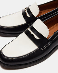 NATAN Black/ White Leather Men's Slip-On Dress Loafer | Steve Madden on Sale