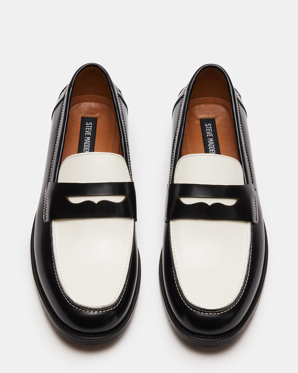 NATAN Black/ White Leather Men's Slip-On Dress Loafer | Steve Madden on Sale
