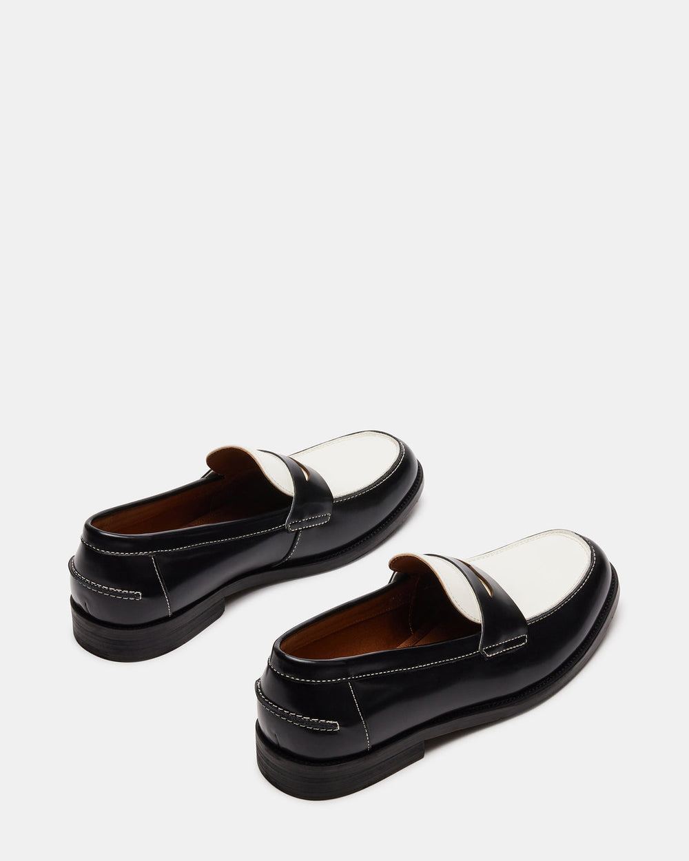 NATAN Black/ White Leather Men's Slip-On Dress Loafer | Steve Madden on Sale