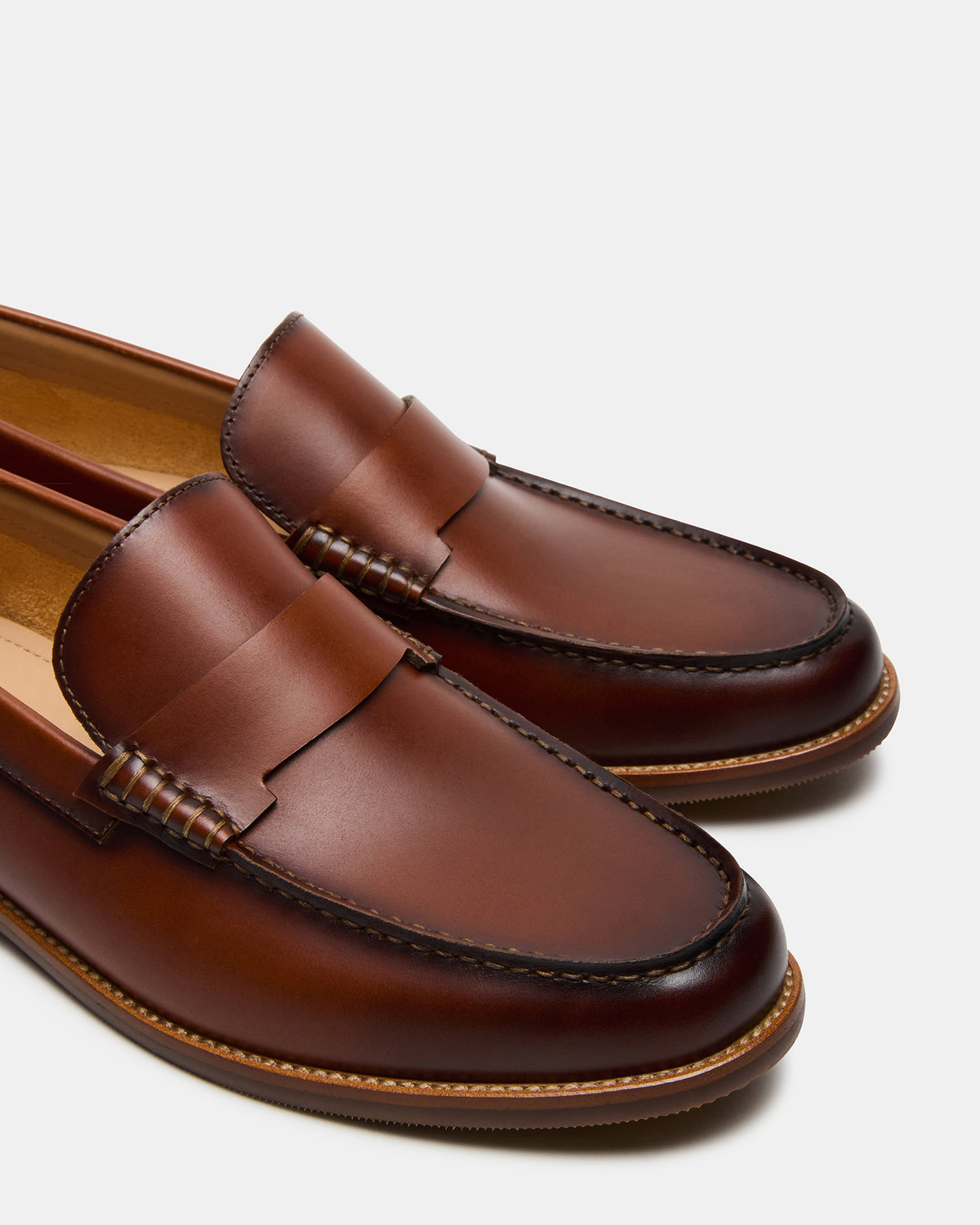 COLVER Cognac Leather Men's Slip-On Loafer | Steve Madden on Sale