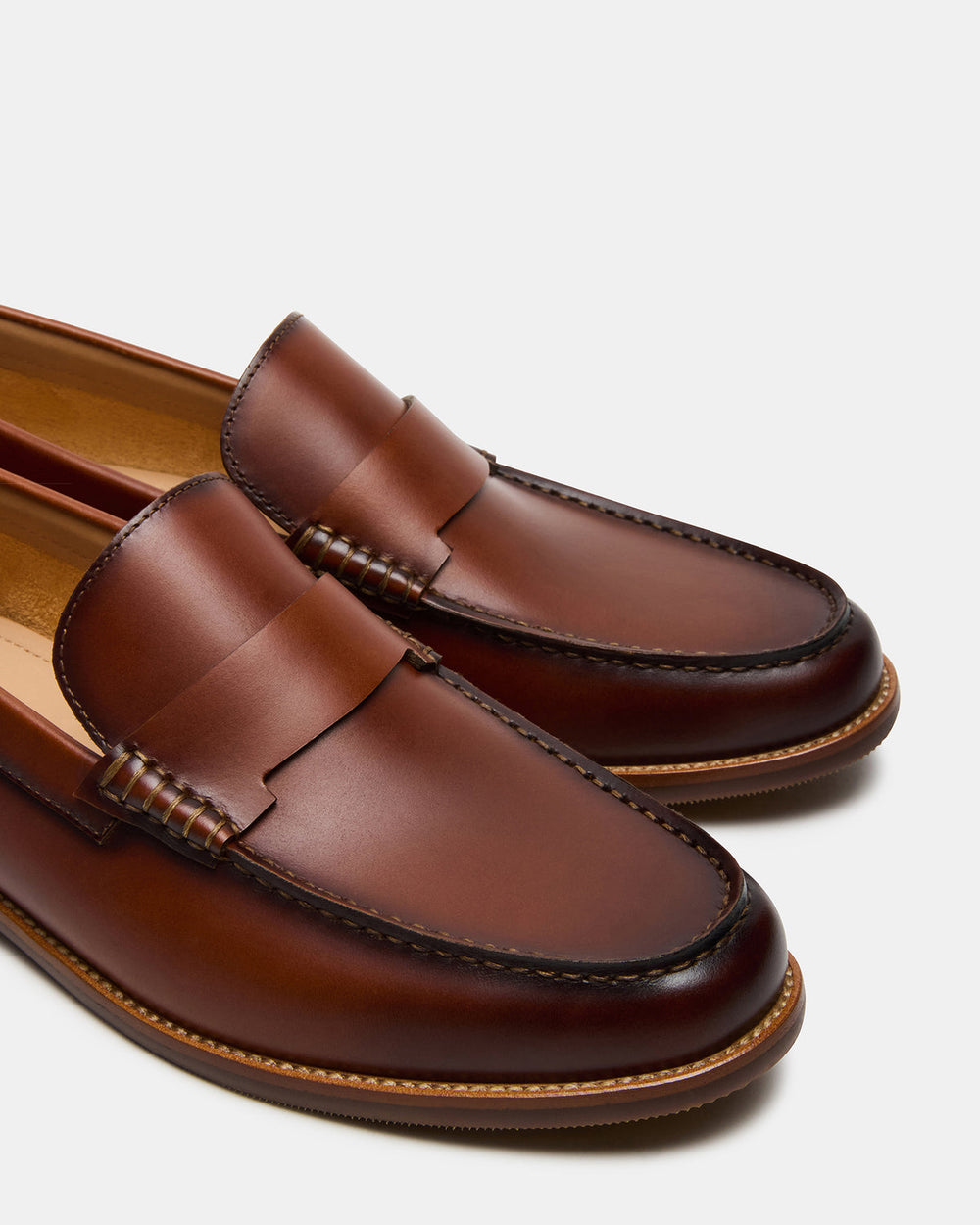 COLVER Cognac Leather Men's Slip-On Loafer | Steve Madden on Sale