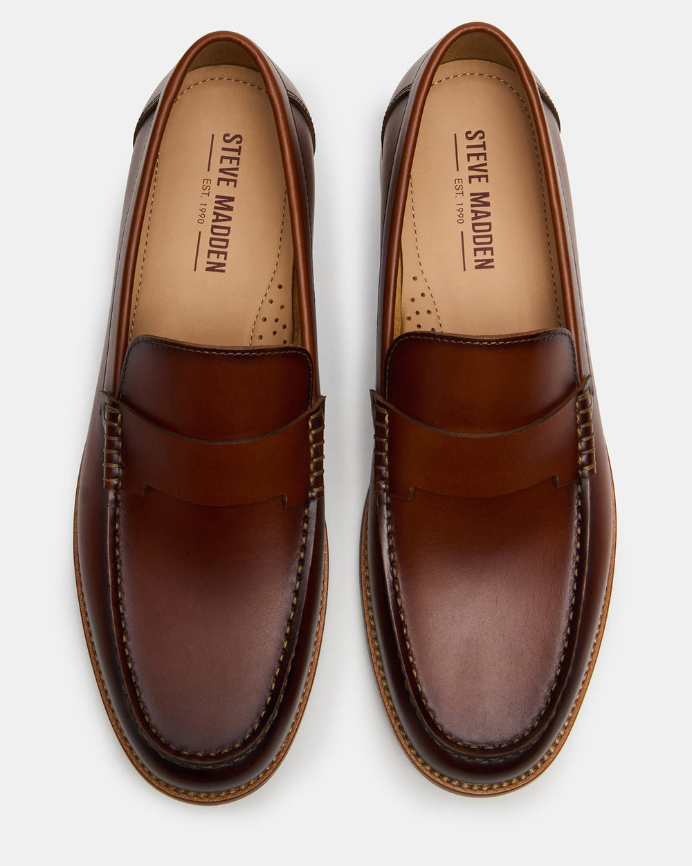 COLVER Cognac Leather Men's Slip-On Loafer | Steve Madden on Sale