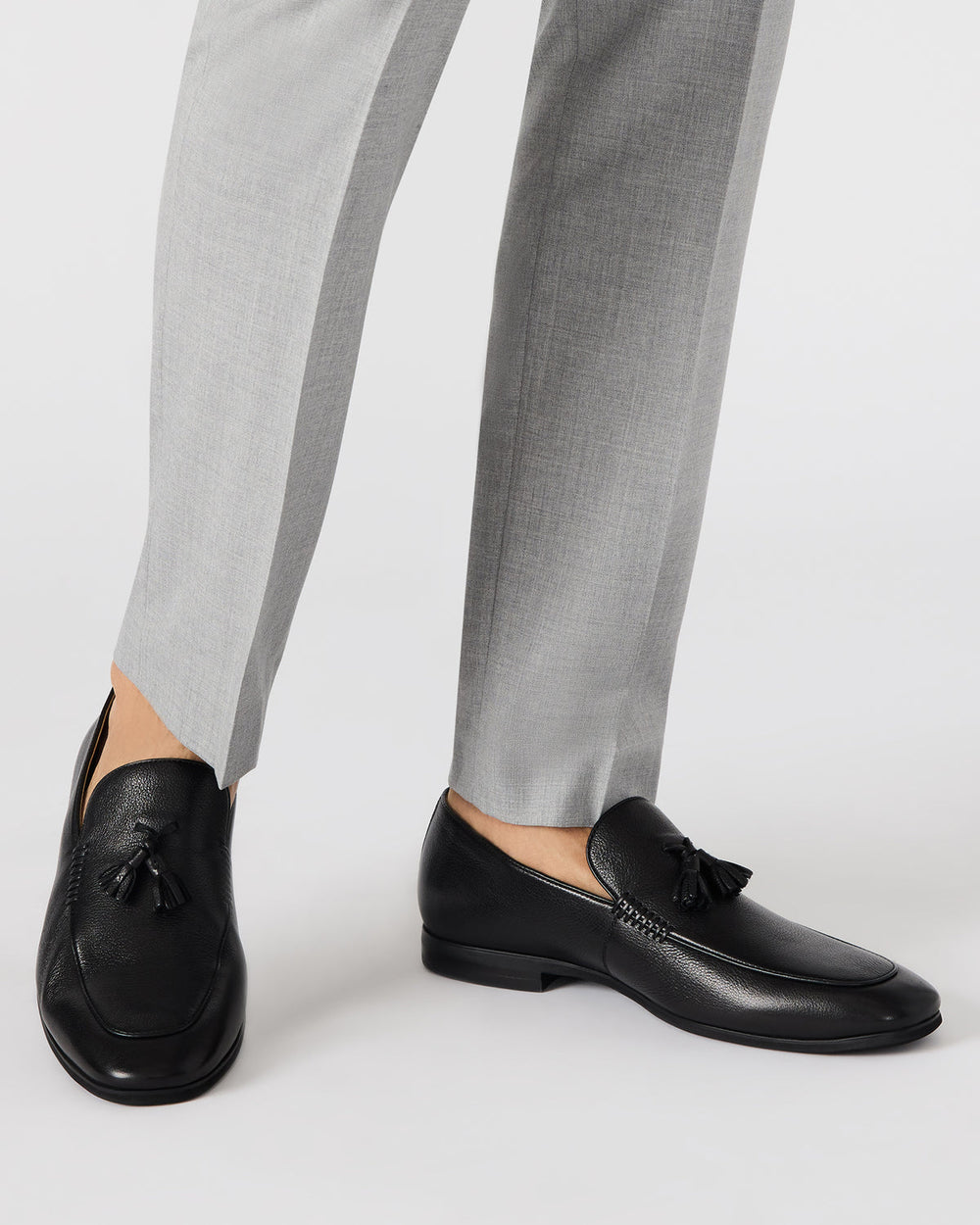 ONDRE Black Leather Tassel Slip-On Men's Loafer | Steve Madden US